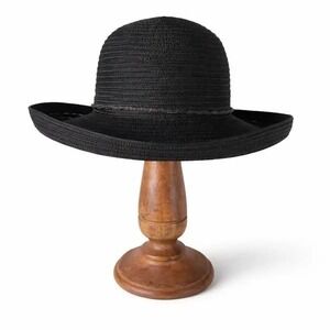 Angela & William Black Sun Hat UPF 50+ 100% Cotton Beachwear Resort Packable